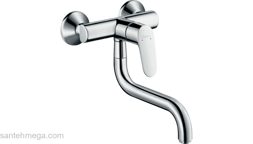 Смеситель Hansgrohe Focus для кухонной мойки настенный с поворотным изливом 31825000, хром. Фото