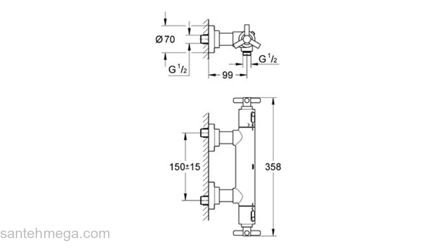 Смеситель термостатический для душа GROHE Atrio Jota 34011000. Фото