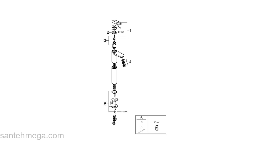 GROHE 23764000 BauLoop Смес.для рак,слив.гар, XL-Size. Фото