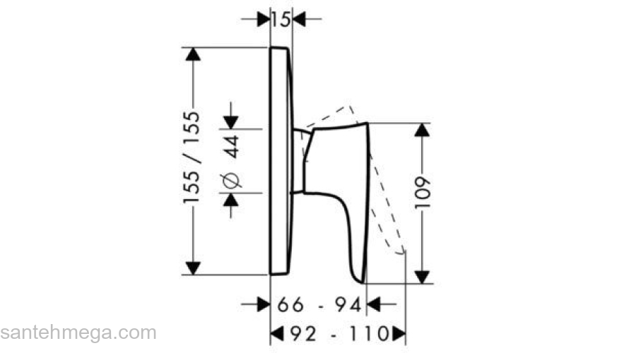 Смеситель для душа Hansgrohe PuraVida хром 15665000. Фото
