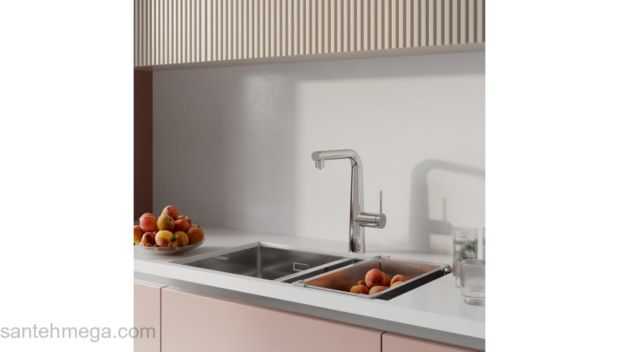 Смеситель для кухни с фильтром и выдвижным изливом хром Pure IDDIS PURSBPFi05. Фото