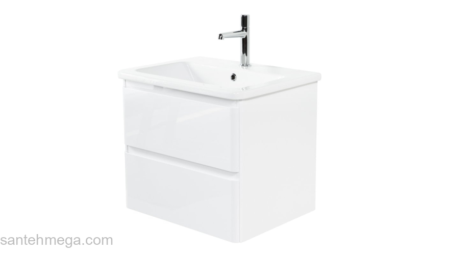 Тумба под раковину подвесная BELBAGNO ALBANO-CER-600-2C-SO-RVB Rovere Vintage Bianco. Фото