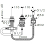 Скрытая часть смесителя Hansgrohe на 3 отверстия на край ванны 13439180. Фото