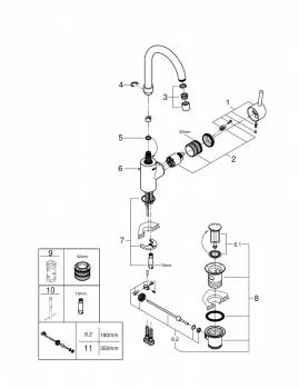 Смеситель однорычажный для раковины GROHE 32629002 Concetto с высоким изливом, хром. Фото