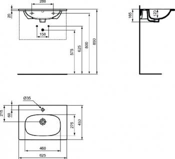 Раковина IDEAL STANDARD Tesi 62х45 T351001. Фото