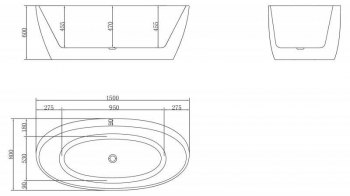 Ванна акриловая отдельностоящая BELBAGNO BB404-1500-800. Фото