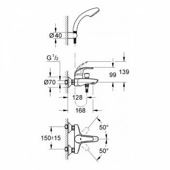 Смеситель для ванны GROHE Eurosmart 33302001. Фото