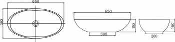 Раковина NS BATH NST-6435G (глянцевая) 65х35. Фото