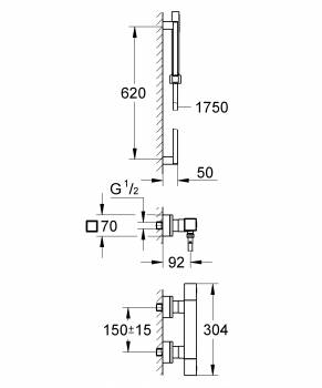 Смеситель термостатический для душа GROHE Grohtherm Cube 34492000. Фото