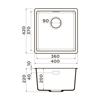 Мойка кухонная OMOIKIRI Kata 40-U-DC Artgranit/темный шоколад. Фото