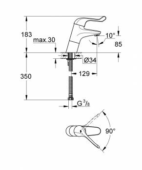 Смеситель для раковины GROHE Euroeco Special 32790000. Фото