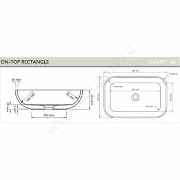 Раковина ACQUABELLA COLEZZIONI 58х38 LAVABO_ON-TOP_RECTANGLE_SLATE_BLANCO. Фото
