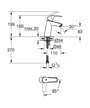 Смеситель для раковины GROHE Eurosmart 2339510E. Фото