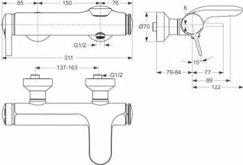 Смеситель для ванны IDEAL STANDARD Melange A4271AA. Фото