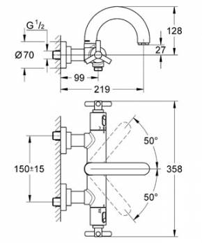 Термостатический смеситель для ванны GROHE Atrio Ypsilon 34061000. Фото