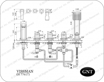 Врезной смеситель для ванны GNT Vissman H 77617. Фото