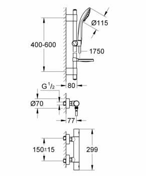 Смеситель термостатический для душа GROHE Grohtherm 1000 Cosmopolitan 34286002. Фото