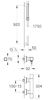 Смеситель термостатический для душа GROHE Grohtherm Cube 34495000. Фото
