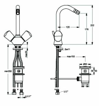 Смеситель для биде VIDIMA Seva Trio BA105AA. Фото