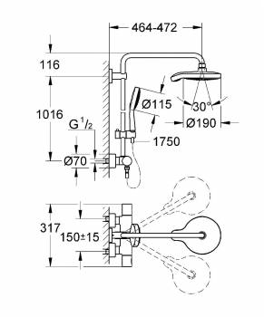 GROHE 27903000 Power and Soul Cosmo Душ.сис.терм.д.душа. Фото