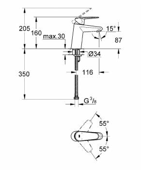 Смеситель для раковины GROHE Eurodisc Cosmopolitan 3246920E. Фото