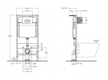 Инсталляция для подвесного унитаза BelBagno BB026/BB050CR.MAT клавиша хром матовый. Фото