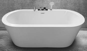 Акриловая отдельностоящая ванна со смесителем GEMY G9213C. Фото