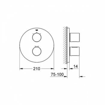 Смеситель термостатический для душа GROHE Grohtherm 3000 Cosmopolitan 19468LS0 (внешняя часть). Фото