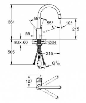 Смеситель для мойки GROHE Concetto New 32663001. Фото