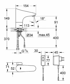 Смеситель для раковины GROHE Europlus E 36015001. Фото