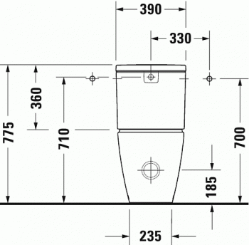 Унитаз напольный под бачок DURAVIT D-Neo Rimless 2002090000. Фото