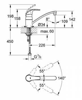 Смеситель для мойки GROHE Eurosmart 33281001. Фото