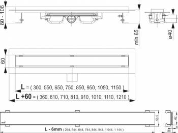 Водоотводящий желоб ALCAPLAST Professional Low APZ106-1150. Фото