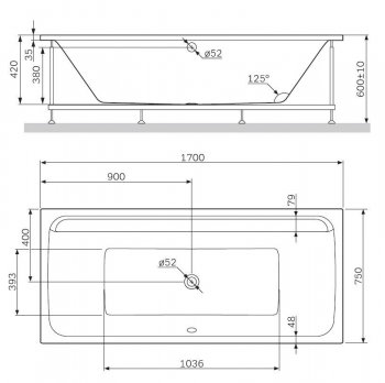 Ванна акриловая 170х75 см AM.PM Inspire 2.0 W52A-170-075W-A. Фото