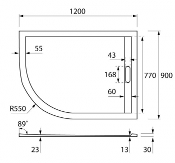 Душевой поддон из литьевого мрамора CEZARES TRAY-AS-RH-120/90-550-30-W-R. Фото