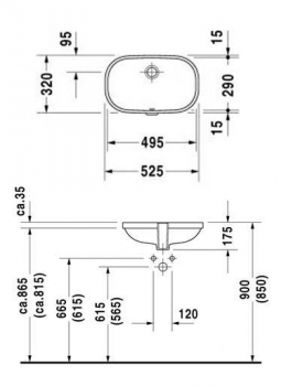 Раковина под столешницу DURAVIT D-CODE 49х29 0338490000. Фото