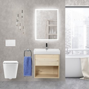 Тумба под раковину подвесная BELBAGNO NEON-500-1C-SO-PB Pino Bianco. Фото