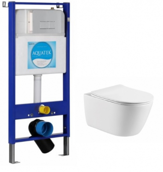 Комплект инсталляции с унитазом AQUATEK Оберон AQ1363W-00 + INS-0000005. Фото