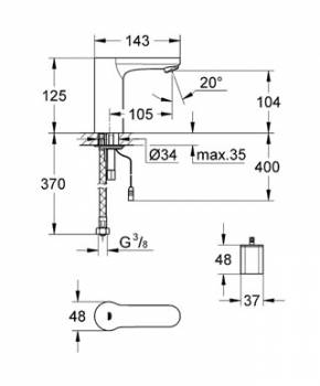 Смеситель для раковины GROHE Eurosmart Cosmopolitan 36330000. Фото