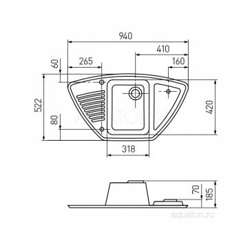 Мойка для кухни Акватон Лория угловая терракотовая 1A715032LR270. Фото