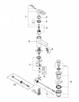 Смеситель для раковины GROHE Quadra 32631KS0. Фото