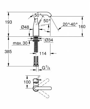 Смеситель для раковины GROHE Essence New 23463001. Фото