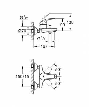 GROHE 32806000 BauCurve Смеситель для ванны. Фото