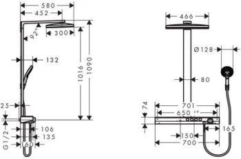 Душевая система Hansgrohe Rainmaker Select 460 3jet Showerpipe 27106400. Фото