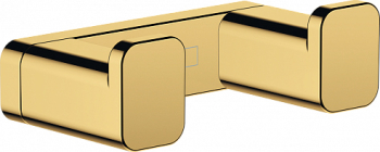 Двойной крючок AddStoris Hansgrohe 41755990, полированное золото для ванной комнаты. Фото