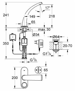 GROHE 36061KS0 Ondus Смес.д.раков,электр,pre-set. Фото
