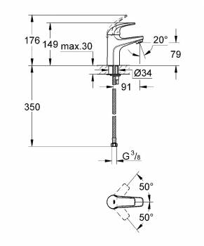 GROHE 23165000 BauCurve Смеситель для раковины, гладкий корпус. Фото