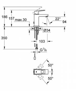 Смеситель для раковины GROHE Eurocube 2313100E Смеситель для раковины GROHE Eurocube 2313100E. Фото