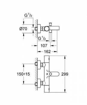 Термостатический смеситель для ванны GROHE Grohtherm 1000 34215000. Фото