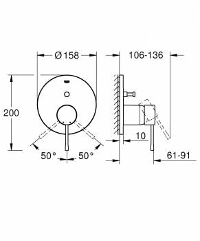 Смеситель для ванны GROHE 24058AL1 Essence, темный гарфит, матовый. Фото